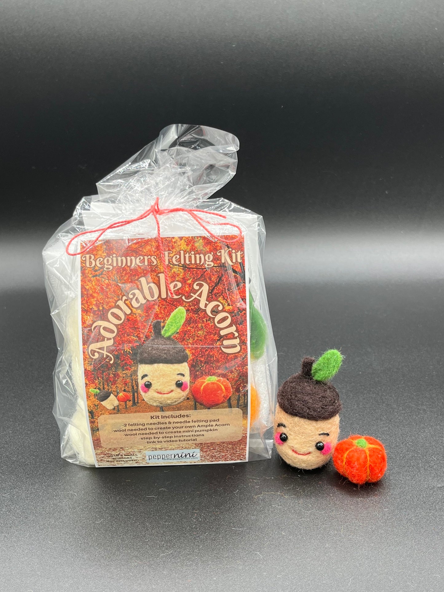 Create this adorable acorn and mini pumpkin at home with this easy to follow DIY needle felting kit. 