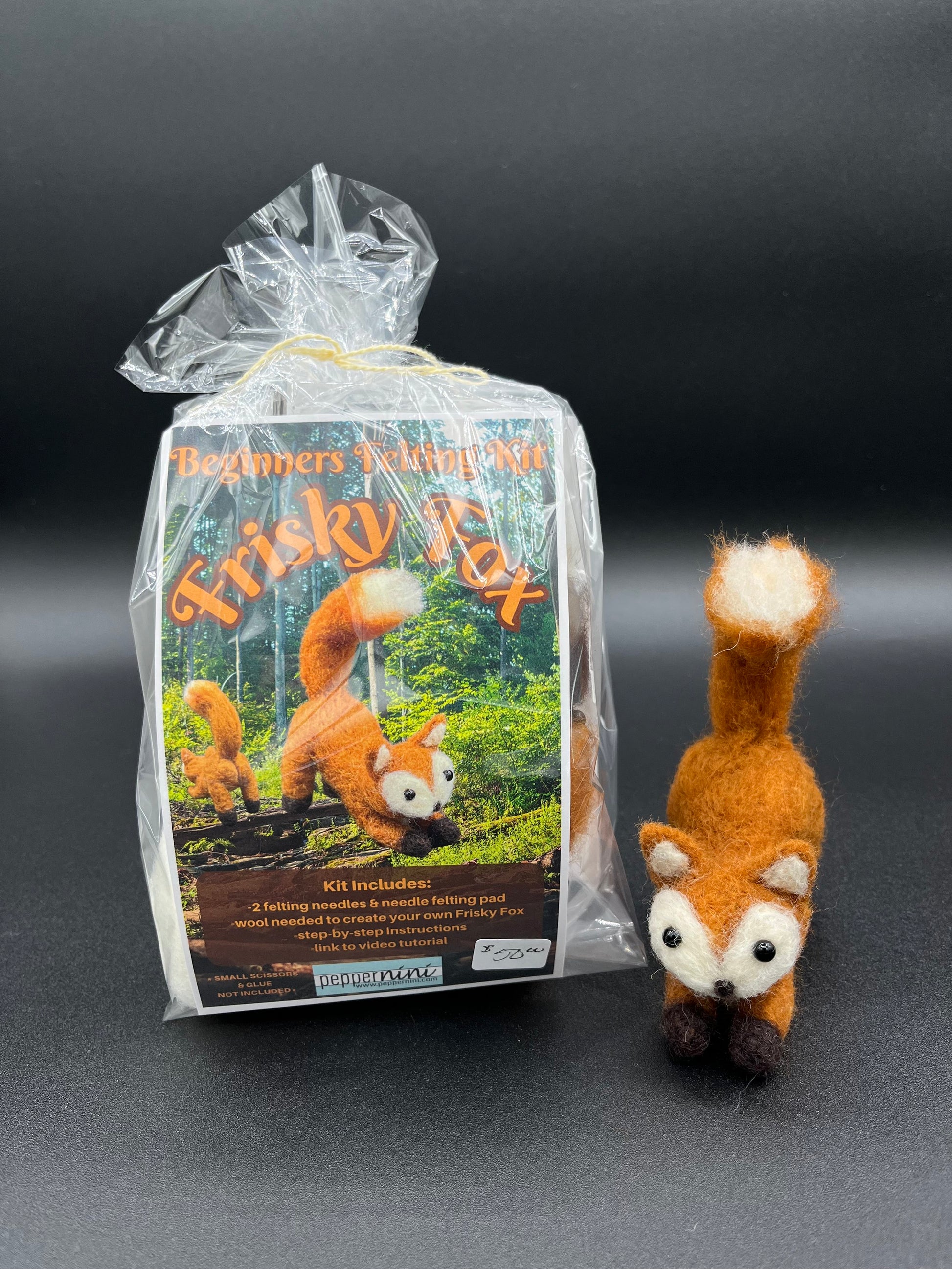 Frisky Fox Beginners Needle Felting Kit. Easy to follow printable PDF instructions & YouTube Tutorial link. All supplies included!