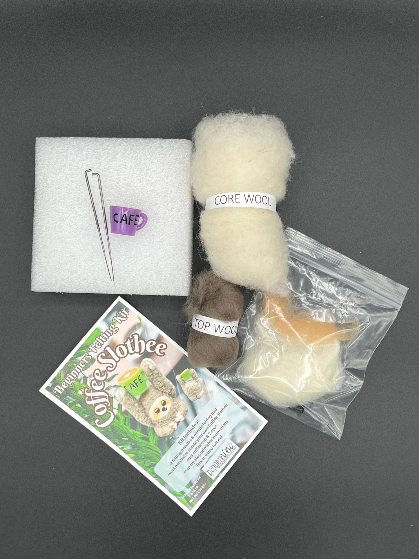 Make this adorable sleepy Coffee Slothee, with this easy to follow DIY needle felting kit. 