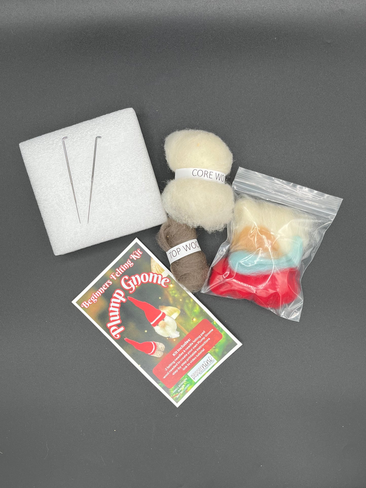 Make this cute Plump Gnome at home with this easy to follow DIY needle felting kit. 