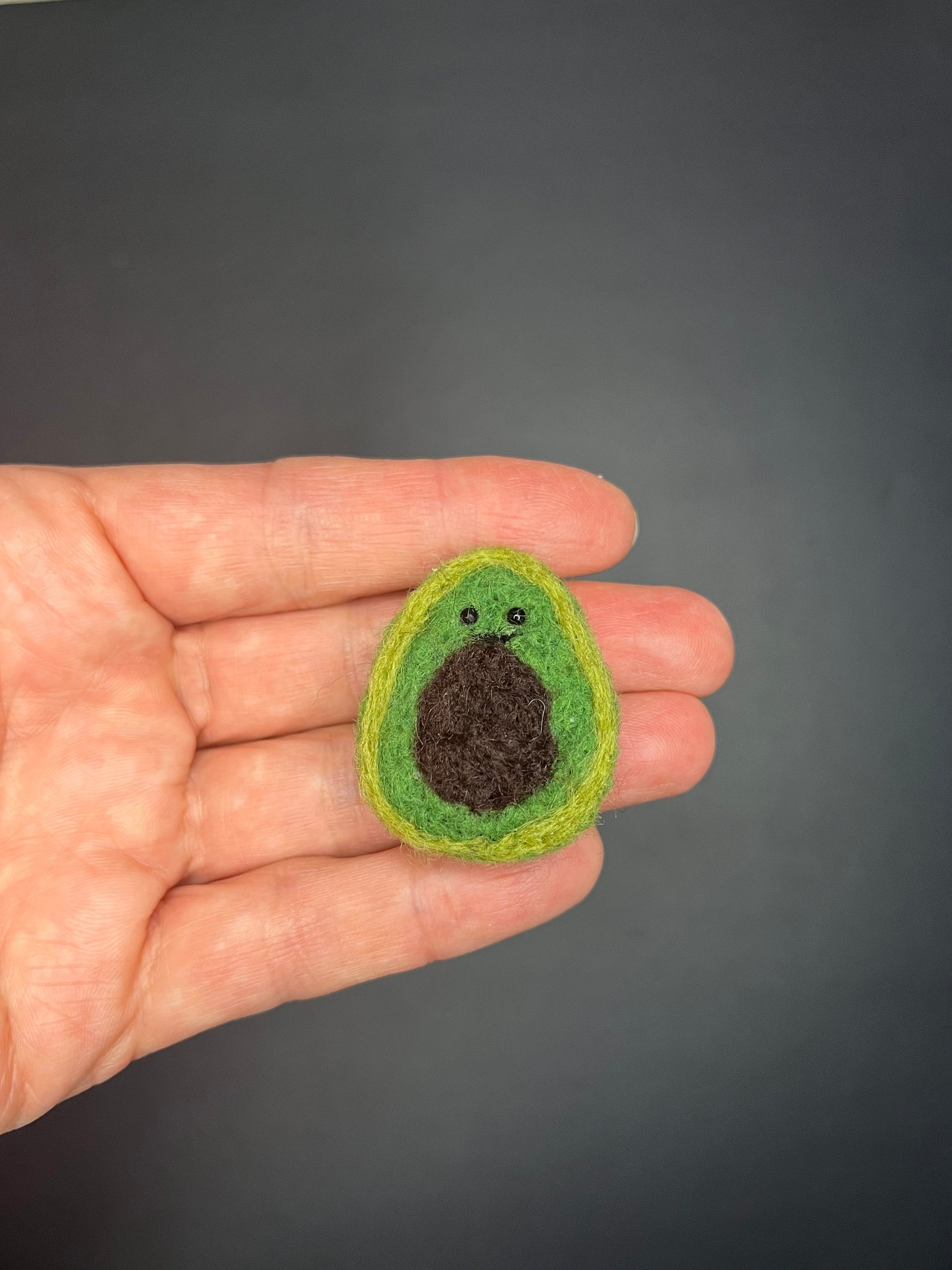 Adorable avocado needle felted pin