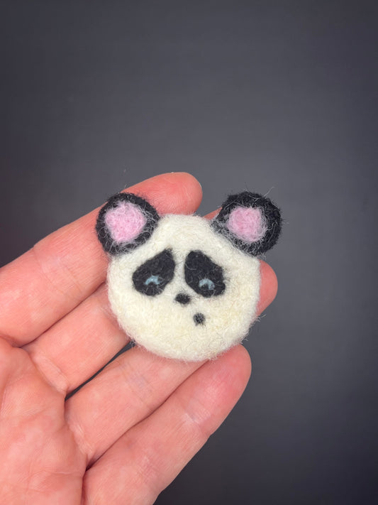 Adorable needle felted panda pin